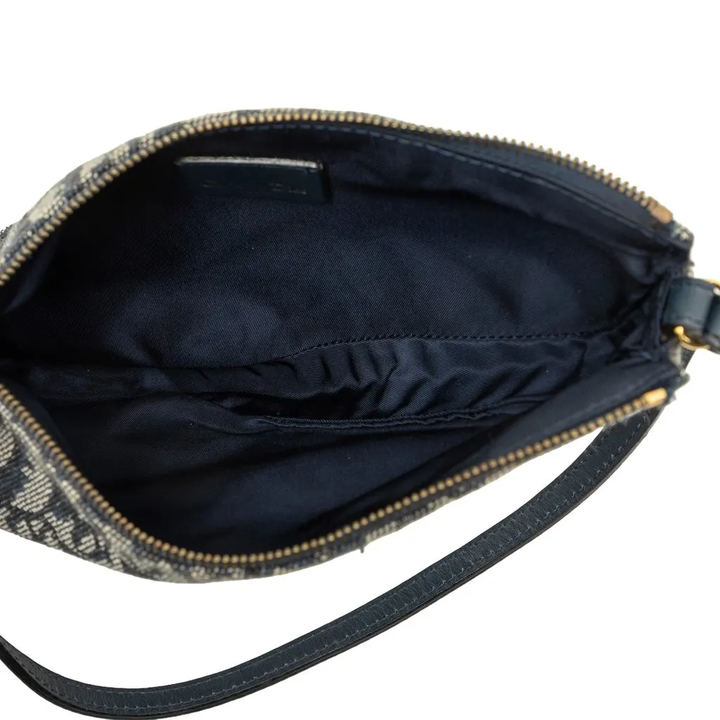 Dior Mini Diorissimo Canvas Saddle Pochette Blue Canvas Good - Model View