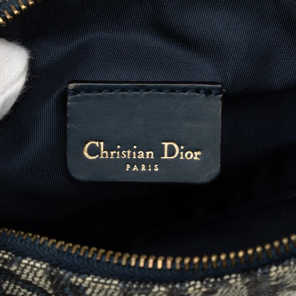 Dior Mini Diorissimo Canvas Saddle Pochette Blue Canvas Good - Box View