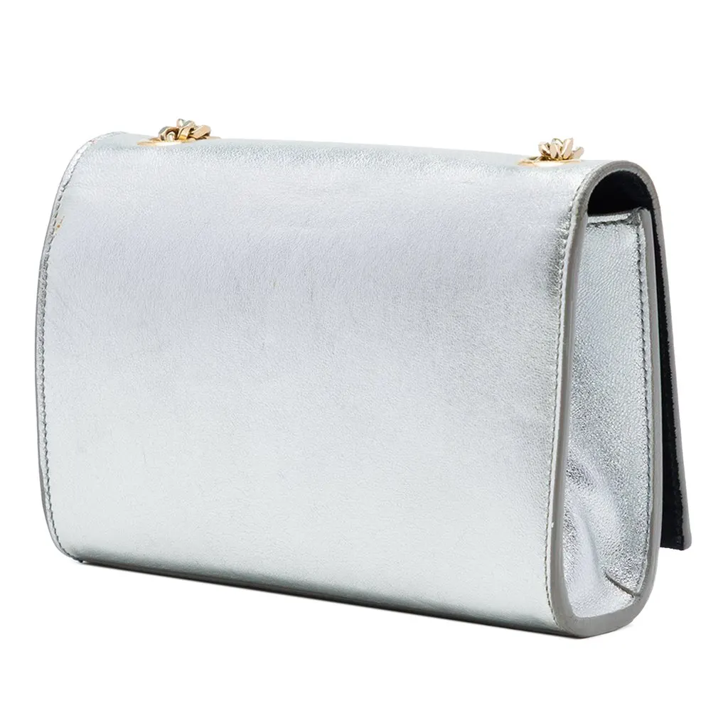 Saint Laurent Small Metallic Calfskin Monogram Kate Tassel Crossbody Silver Leather Very good - Back View