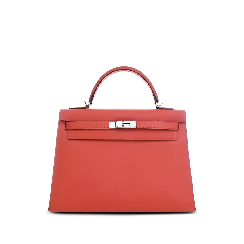 Hermès Epsom Kelly II Sellier 32 Pink Leather Good - Front View
