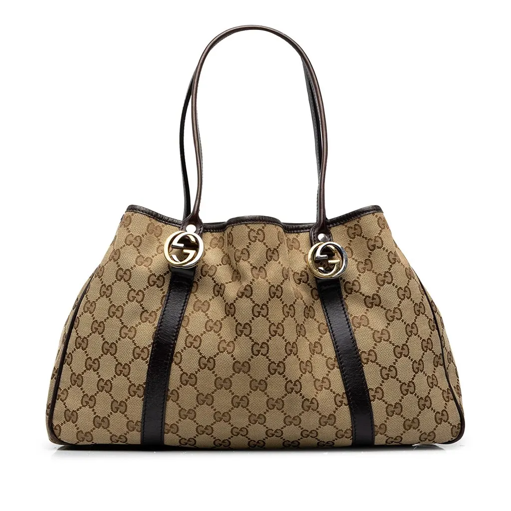 Gucci GG Canvas Twins Tote Beige Canvas Very good - Front View
