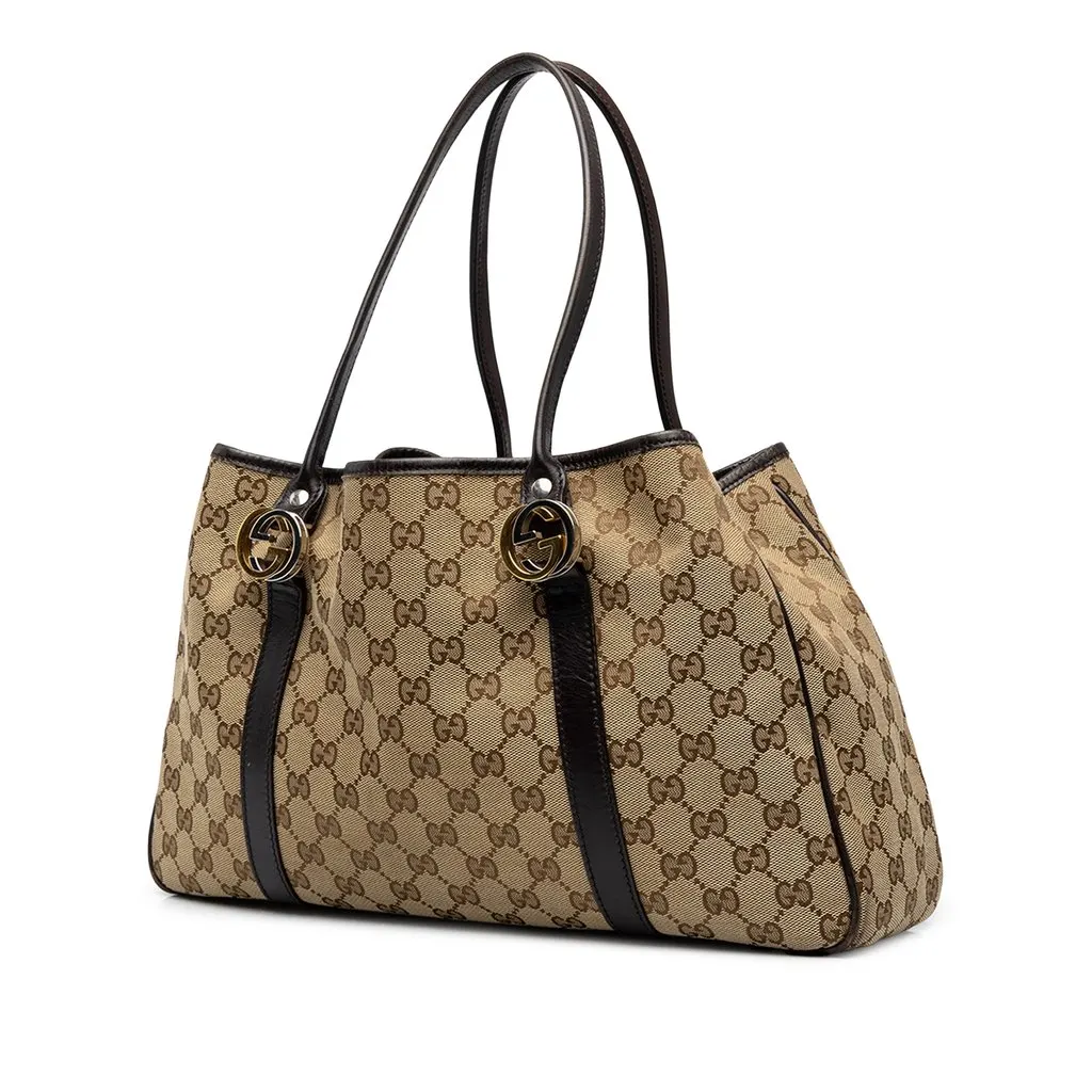 Gucci GG Canvas Twins Tote Beige Canvas Very good - Back View