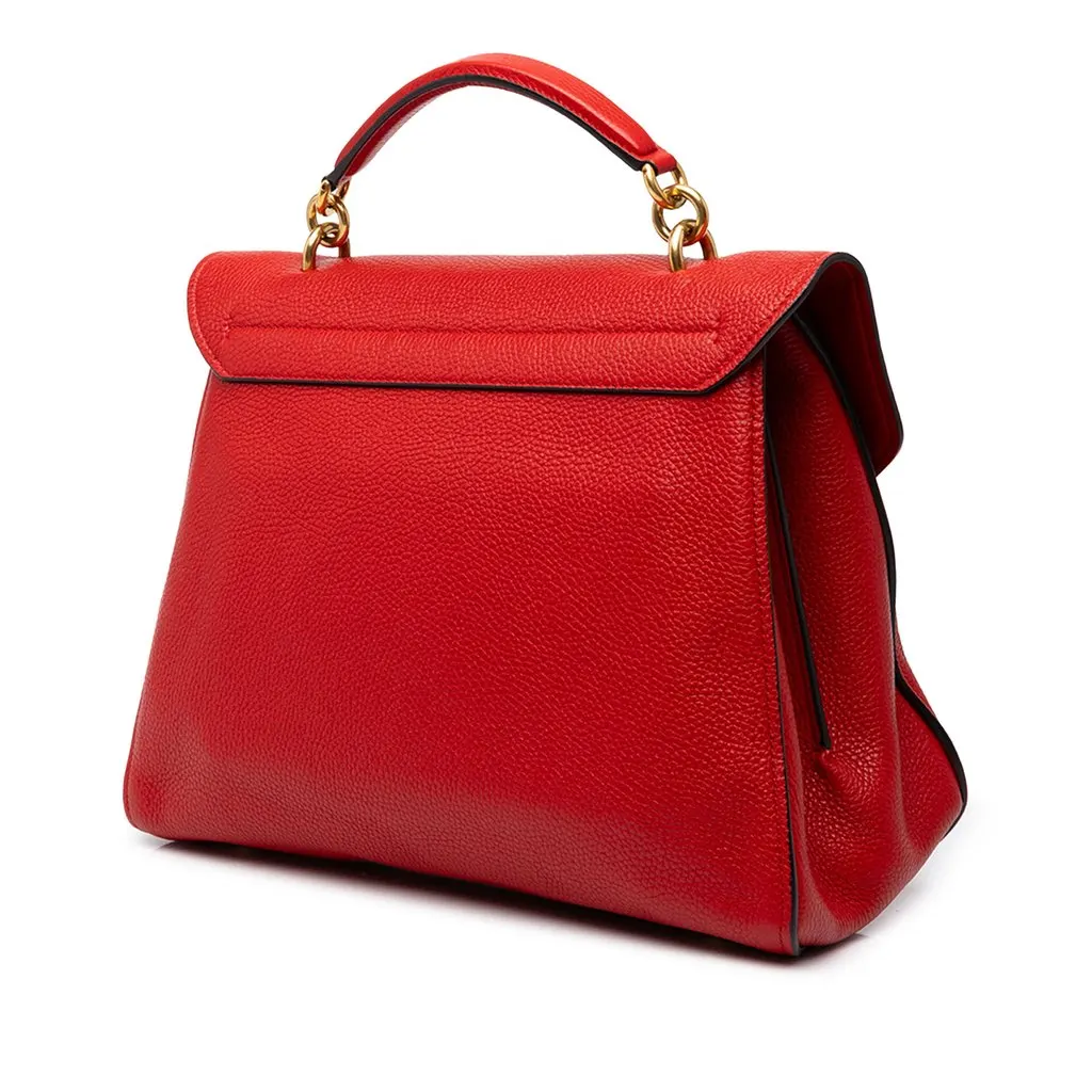 Salvatore Ferragamo Large Calfskin Gancini Margot Top Handle Bag Red Leather Very good - Back View