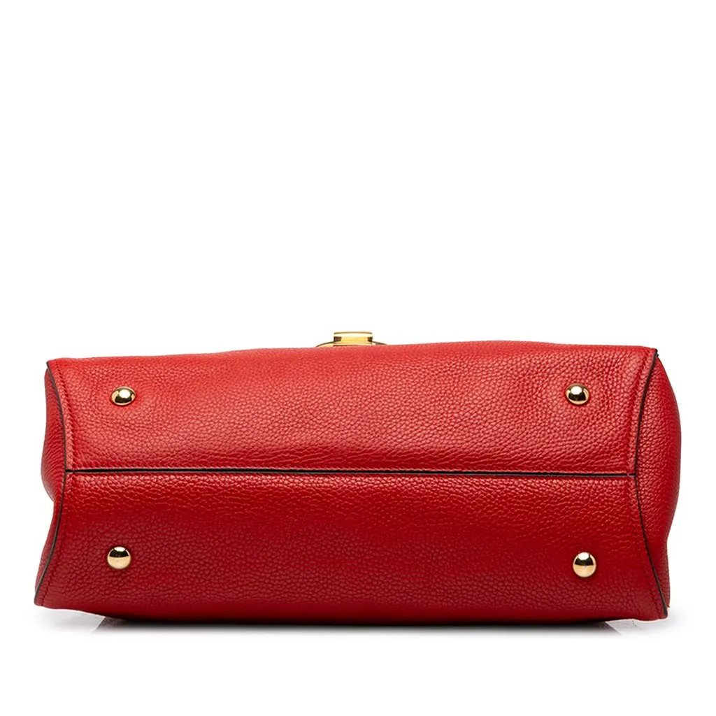 Salvatore Ferragamo Large Calfskin Gancini Margot Top Handle Bag Red Leather Very good - Inside View