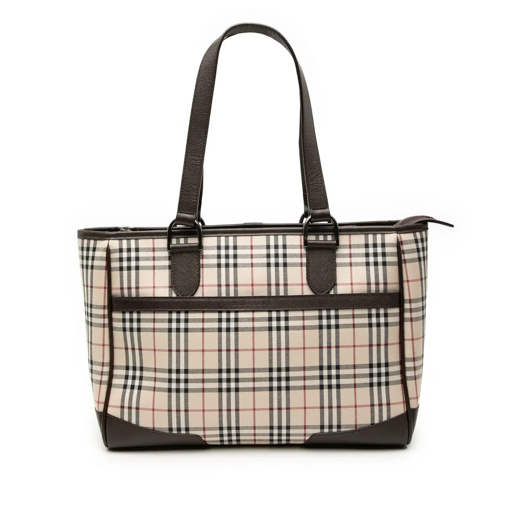 Burberry House Check Canvas Tote Beige Very good - Front View