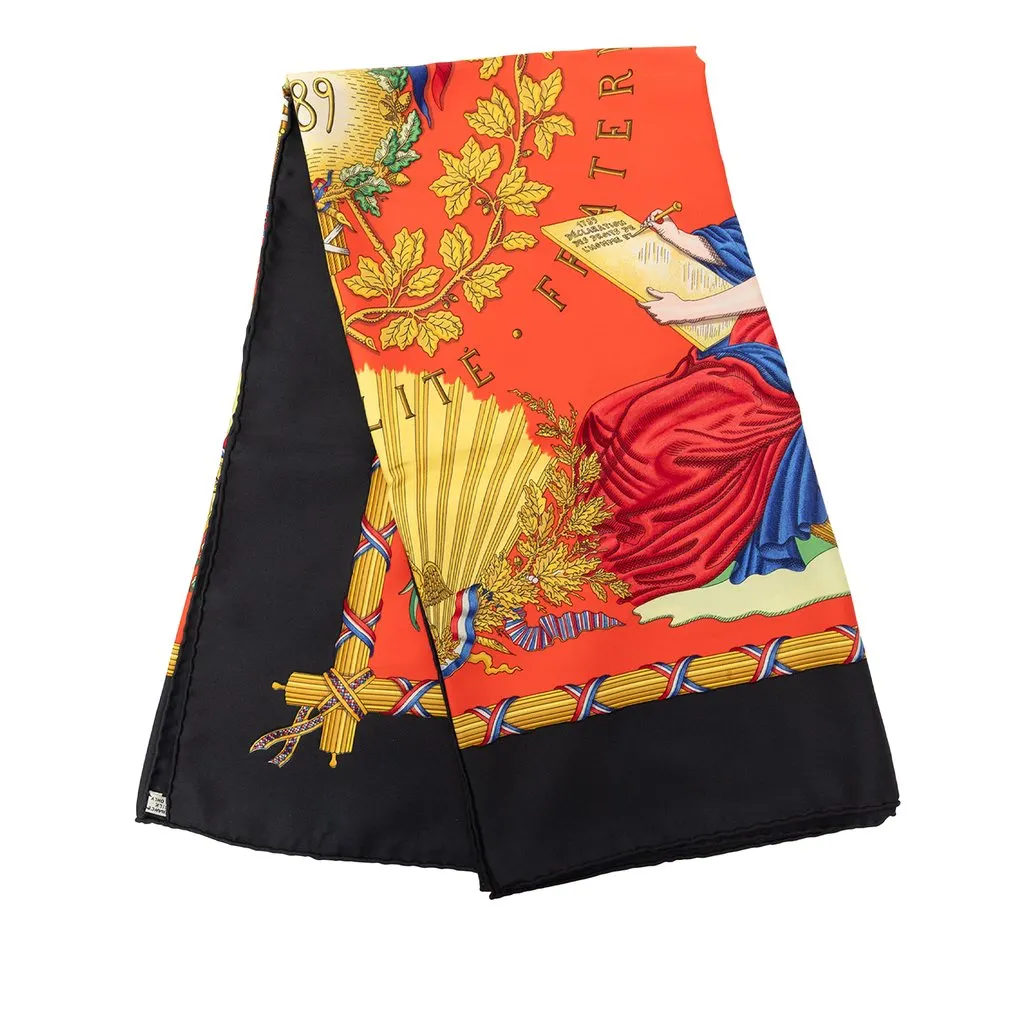 Hermès Republique Francaise Liberte Egalite Fraternite 1789 Silk Scarf 90 Orange Very good - Front View
