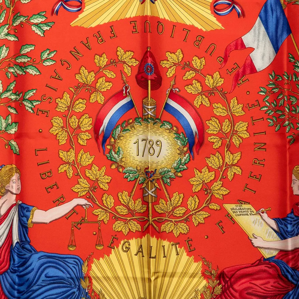 Hermès Republique Francaise Liberte Egalite Fraternite 1789 Silk Scarf 90 Orange Very good - Back View