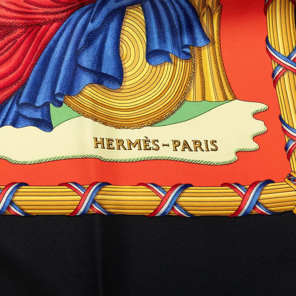 Hermès Republique Francaise Liberte Egalite Fraternite 1789 Silk Scarf 90 Orange Very good - Inside View