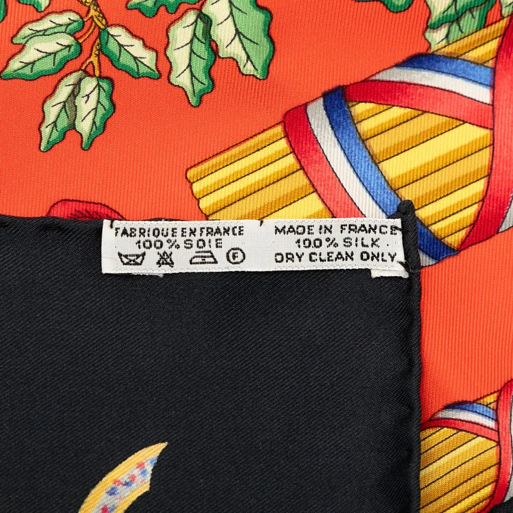Hermès Republique Francaise Liberte Egalite Fraternite 1789 Silk Scarf 90 Orange Very good - Model View