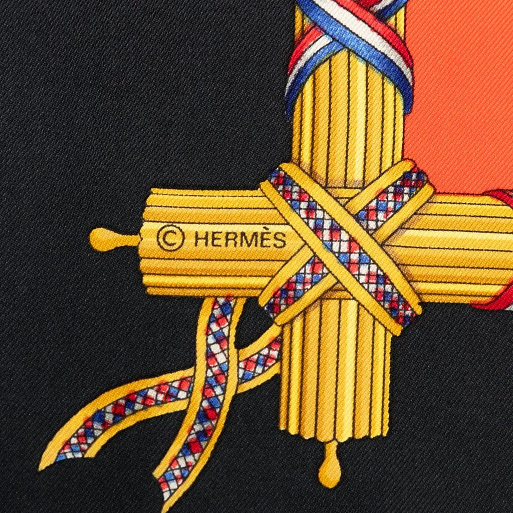 Hermès Republique Francaise Liberte Egalite Fraternite 1789 Silk Scarf 90 Orange Very good - Box View
