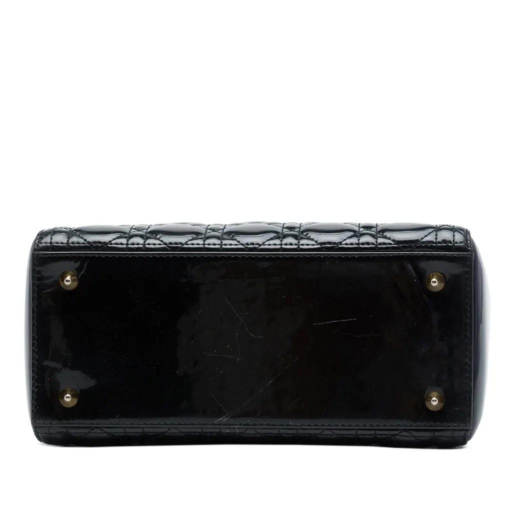 Dior Medium Patent Cannage Lady Dior Black Leather Very good - Inside View