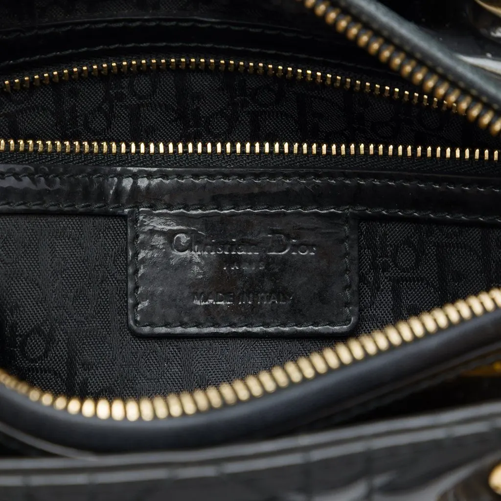 Dior Medium Patent Cannage Lady Dior Black Leather Very good - Box View