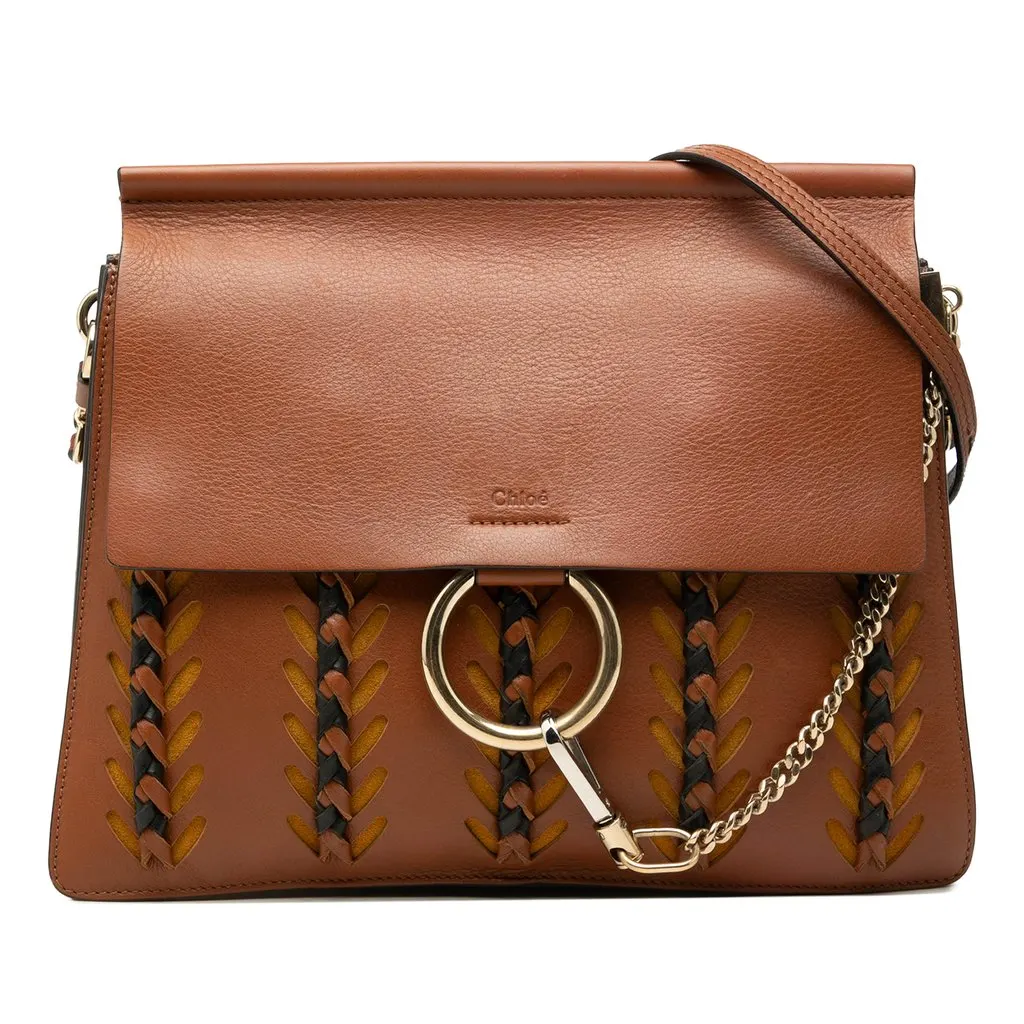 Chloé Medium Braided Leather Faye Crossbody Brown Leather Very good - Front View