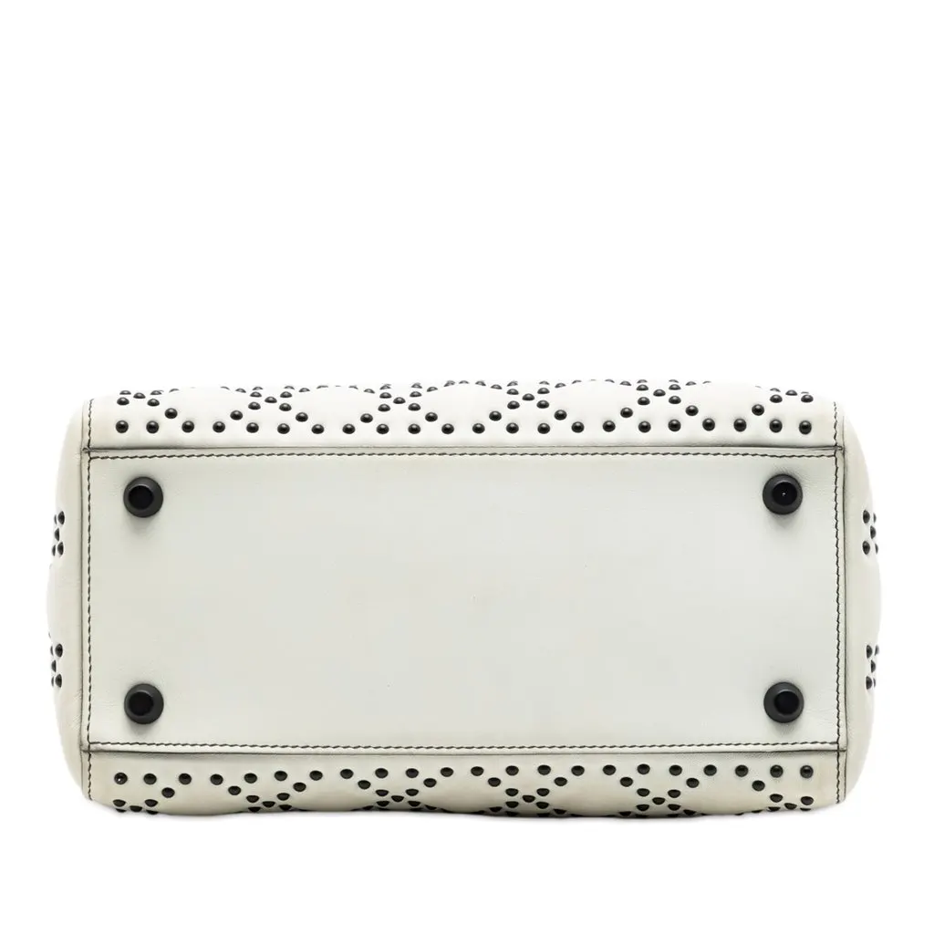 Dior Medium Lambskin Cannage Studded Supple Lady Dior White Leather Very good - Inside View