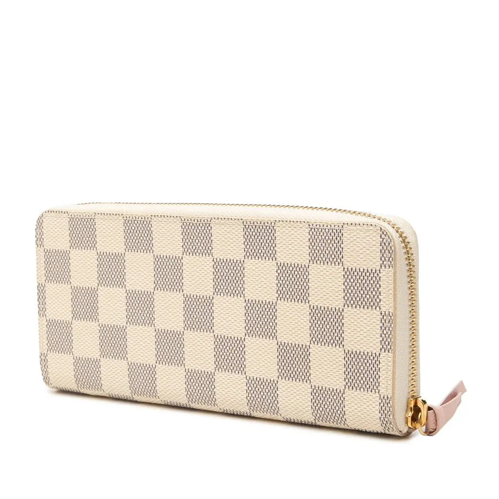 Louis Vuitton Damier Azur Clemence Long Wallet White Canvas Good - Back View