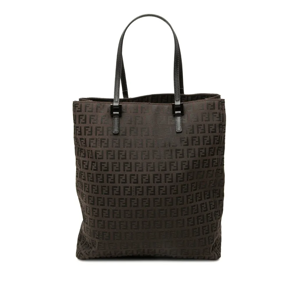 Fendi Zucchino Canvas Tote Brown Canvas Good - Front View