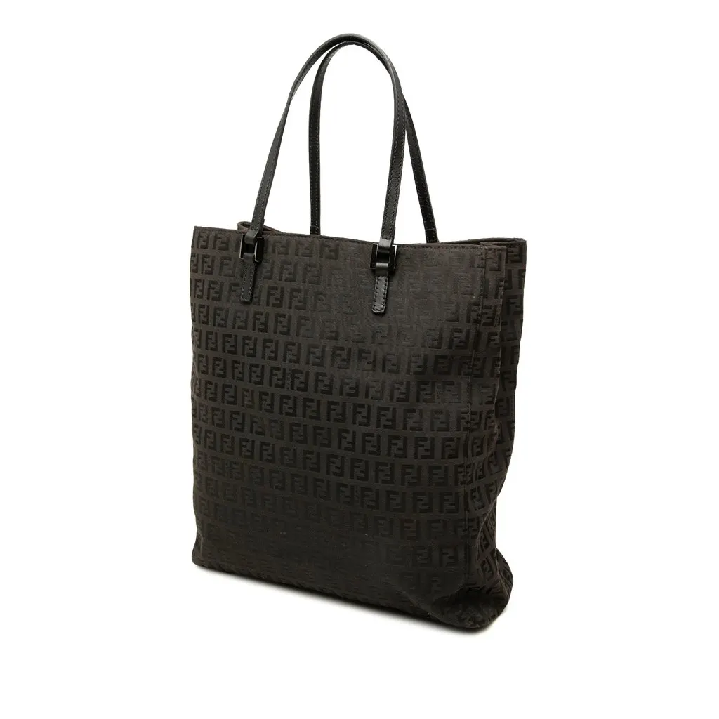 Fendi Zucchino Canvas Tote Brown Canvas Good - Back View