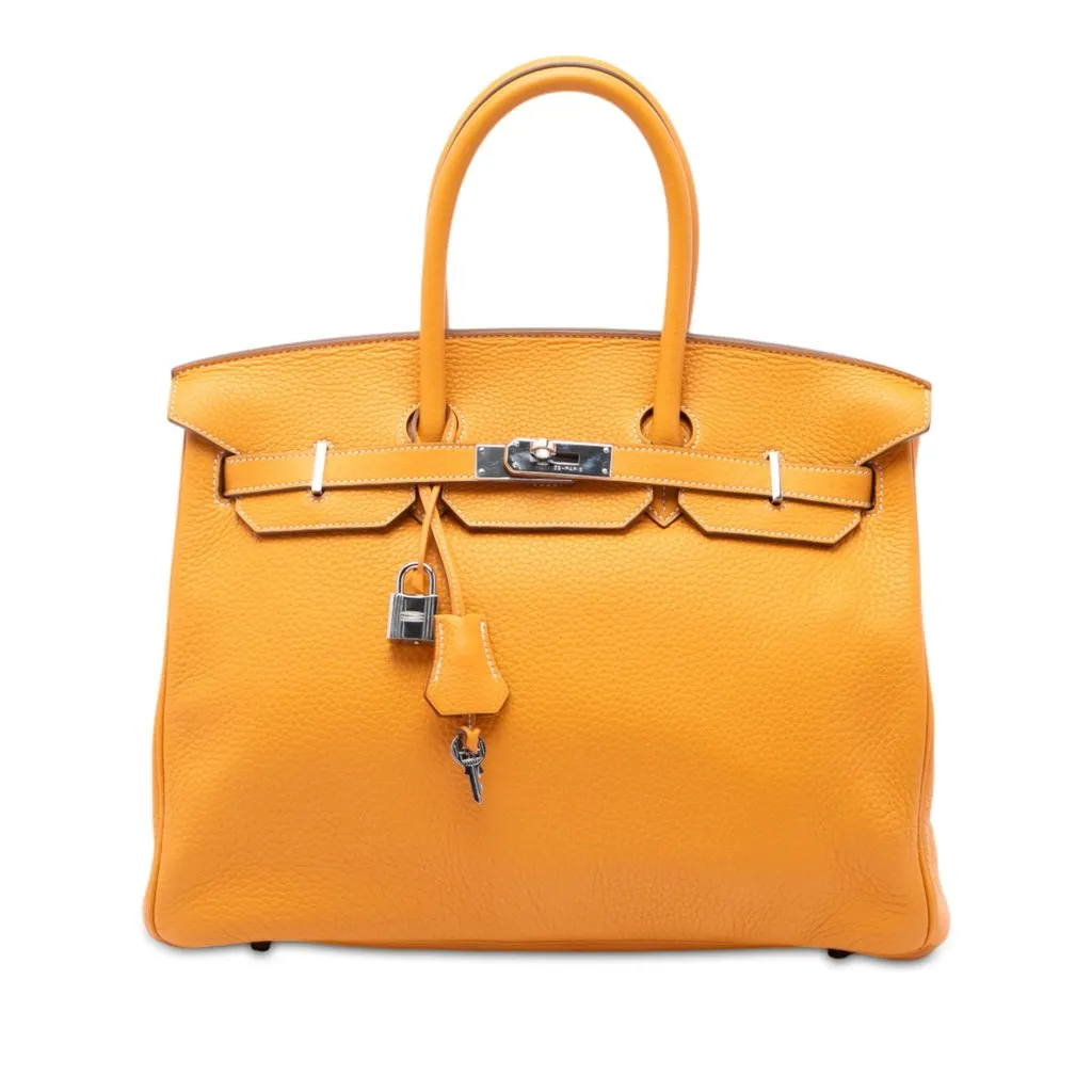 Hermès Epsom Candy Birkin Retourne 35 Yellow Leather Good - Front View