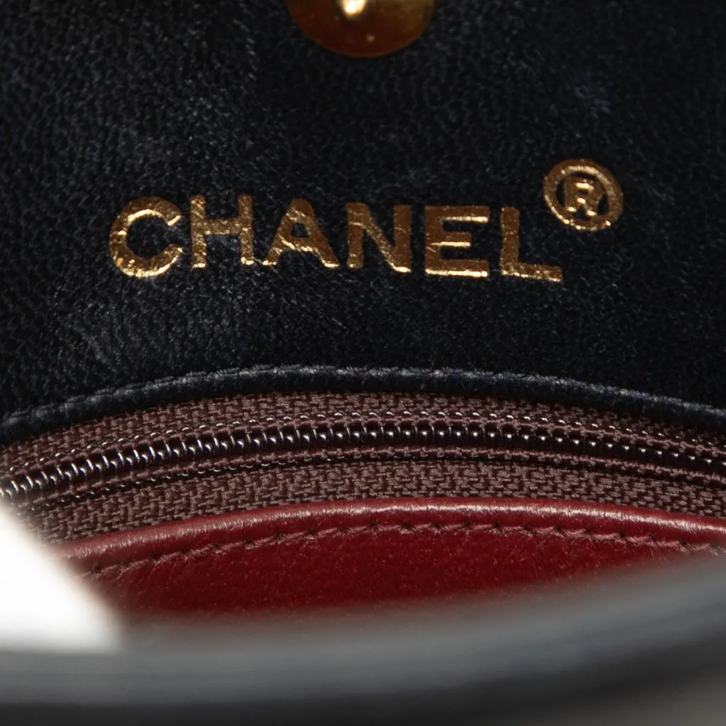 Chanel CC Quilted Lambskin Top Handle Round Frame Bag Black Leather Very good - Box View