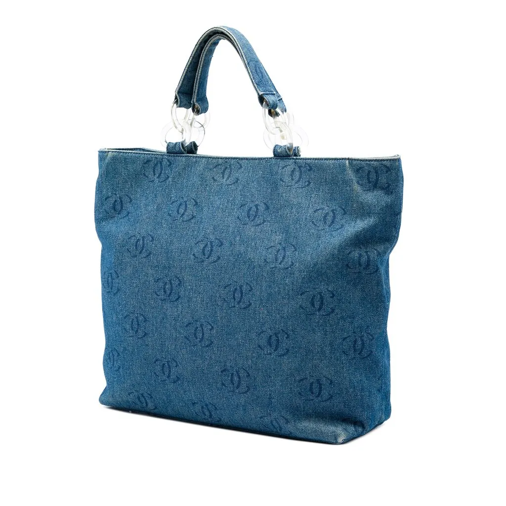 Chanel CC Denim Tote Blue Denim Very good - Back View