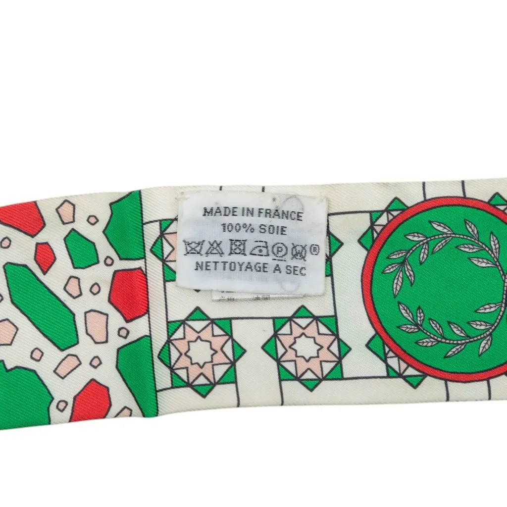 Hermès La Danse des Amazones Silk Twilly Scarf White Silk Very good - Inside View
