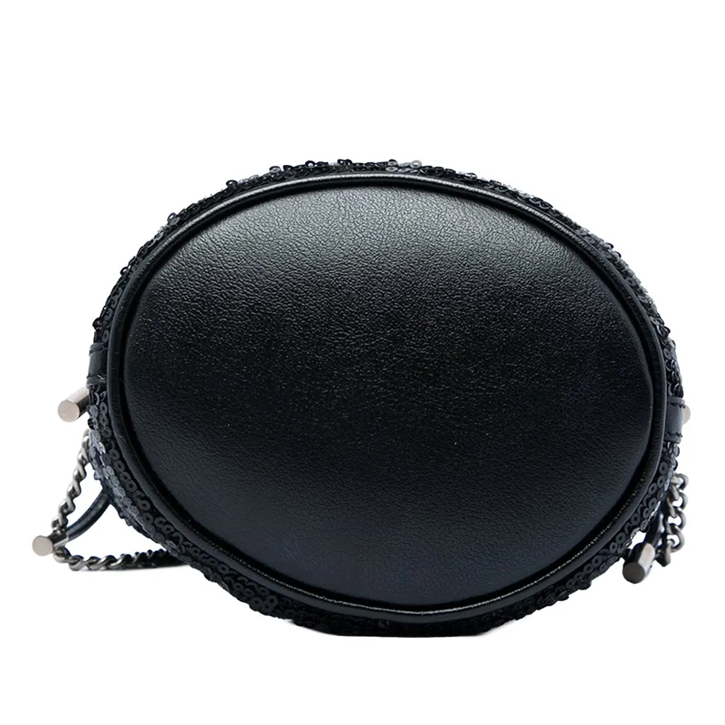 Gucci Small GG Marmont Sequined Diagonal Matelasse Calfskin Bucket Bag Black Leather Very good - Inside View