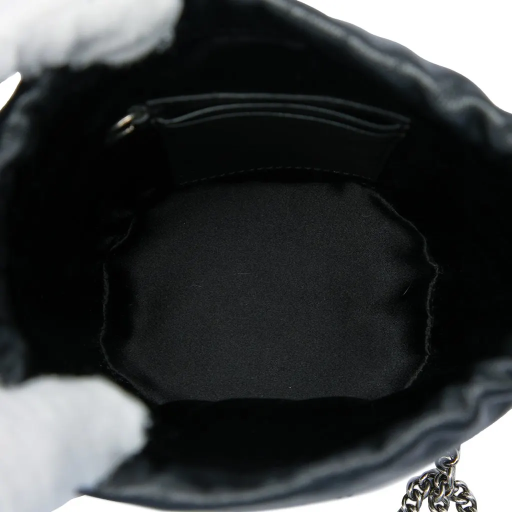 Gucci Small GG Marmont Sequined Diagonal Matelasse Calfskin Bucket Bag Black Leather Very good - Model View