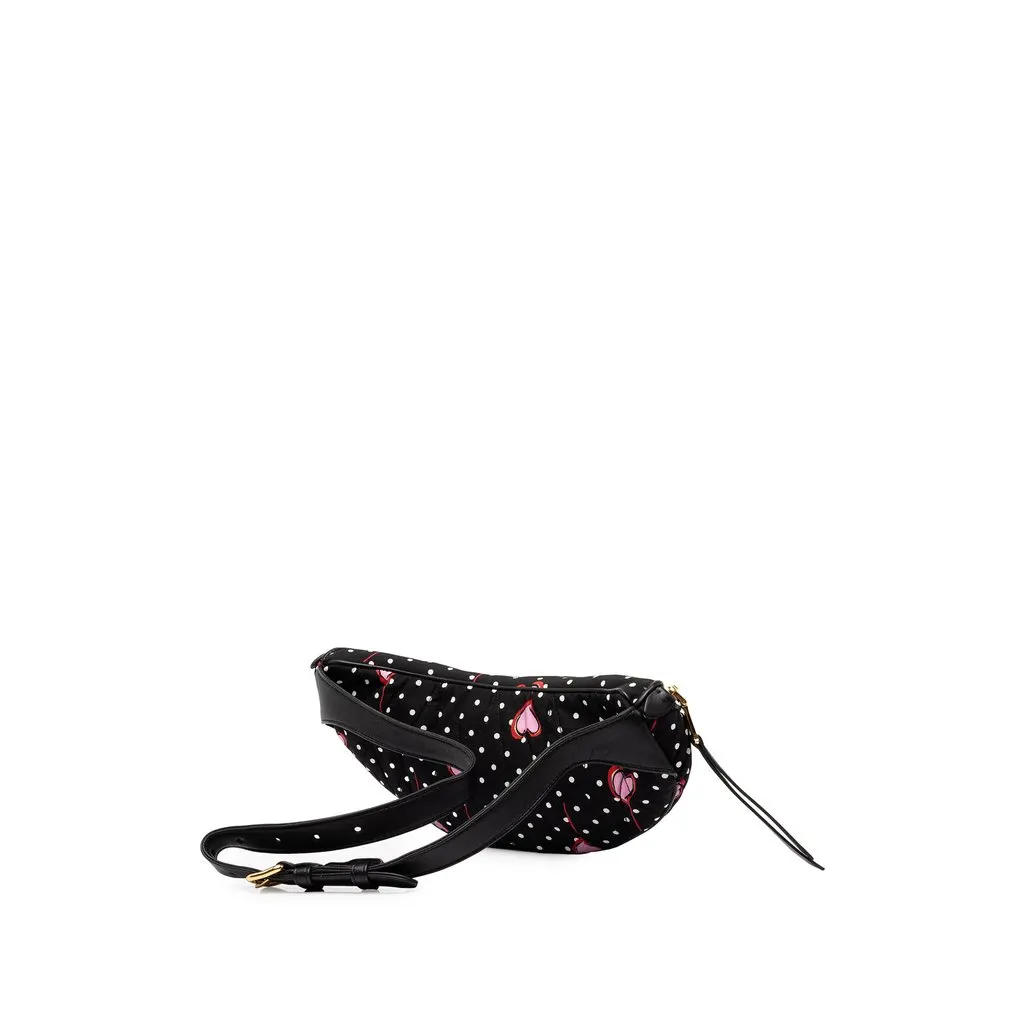 Miu Miu Matelasse Nylon Heart Print Belt Bag Black Very good - Back View