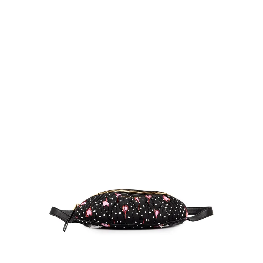 Miu Miu Matelasse Nylon Heart Print Belt Bag Black Very good - Inside View