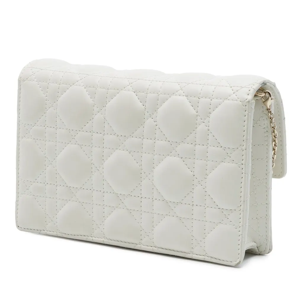 Dior Lambskin Cannage My Dior Daily Chain Pouch White Leather Very good - Back View