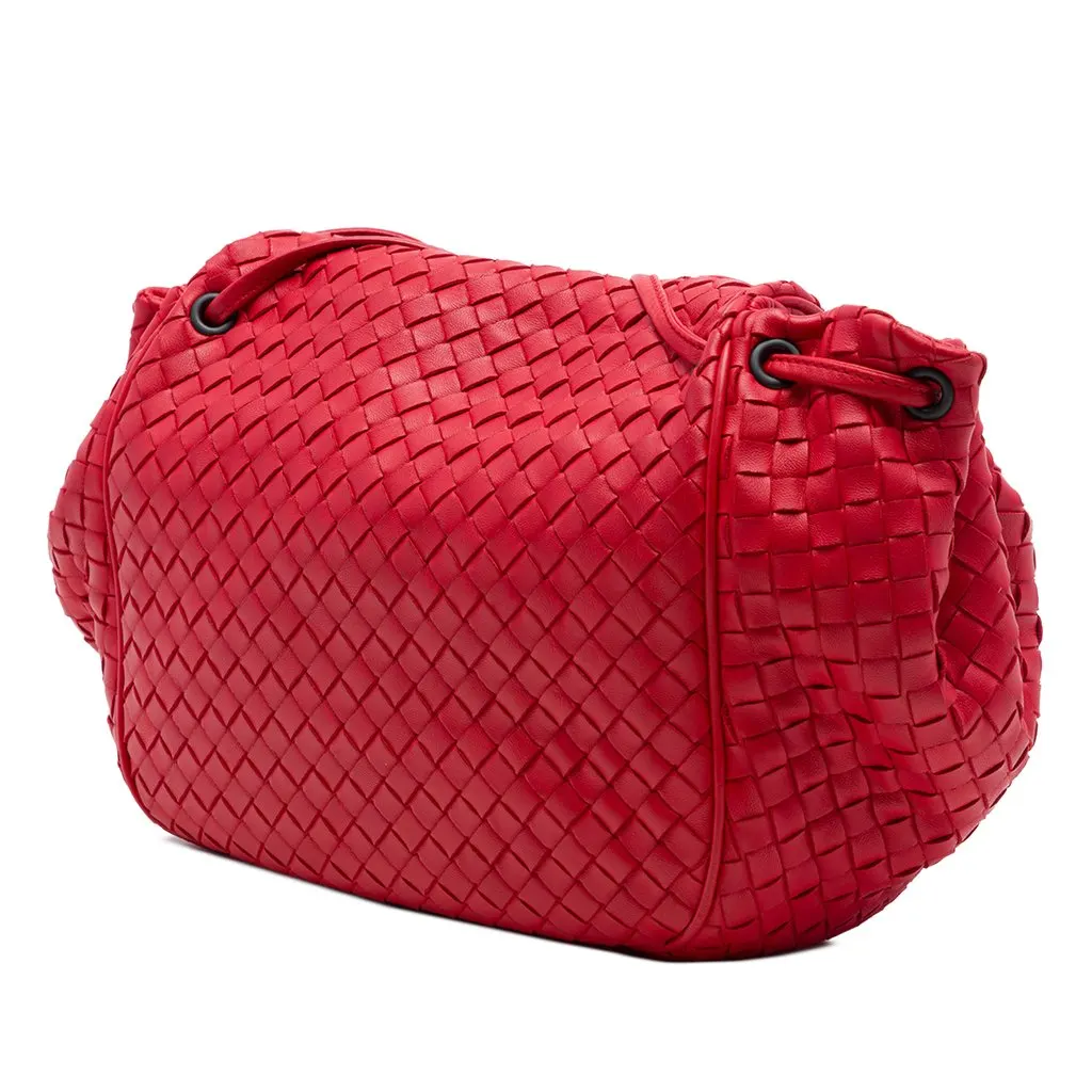 Bottega Veneta Nappa Intrecciato Flap Crossbody Red Leather Very good - Back View