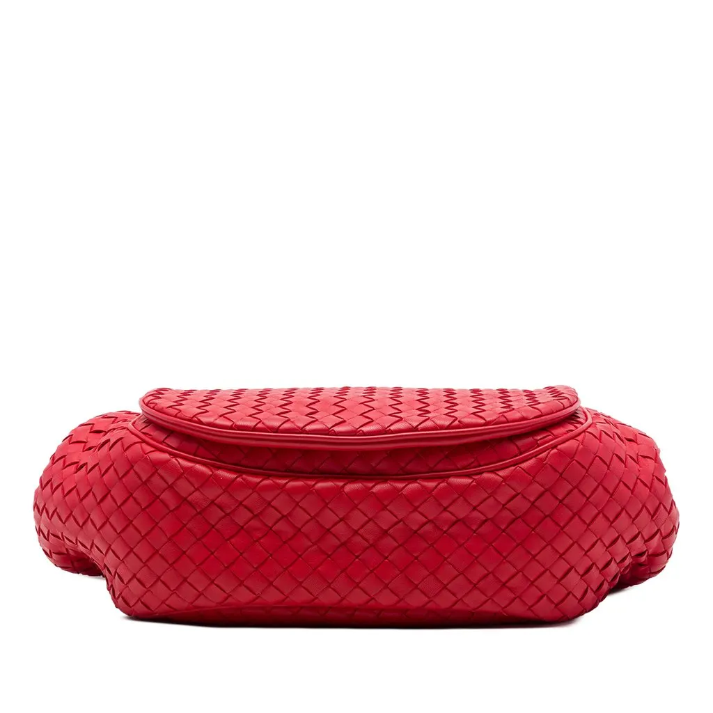Bottega Veneta Nappa Intrecciato Flap Crossbody Red Leather Very good - Inside View