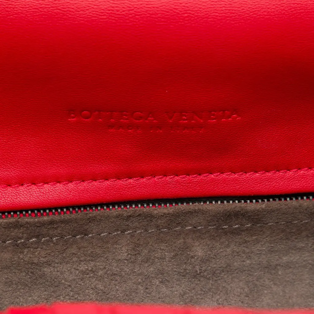 Bottega Veneta Nappa Intrecciato Flap Crossbody Red Leather Very good - Box View