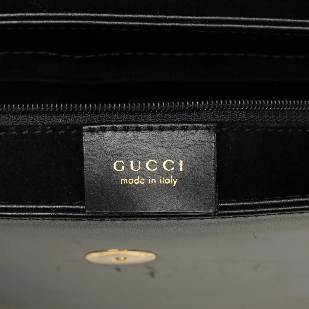 Gucci Calfskin Bamboo Satchel Black Leather Very good - Box View