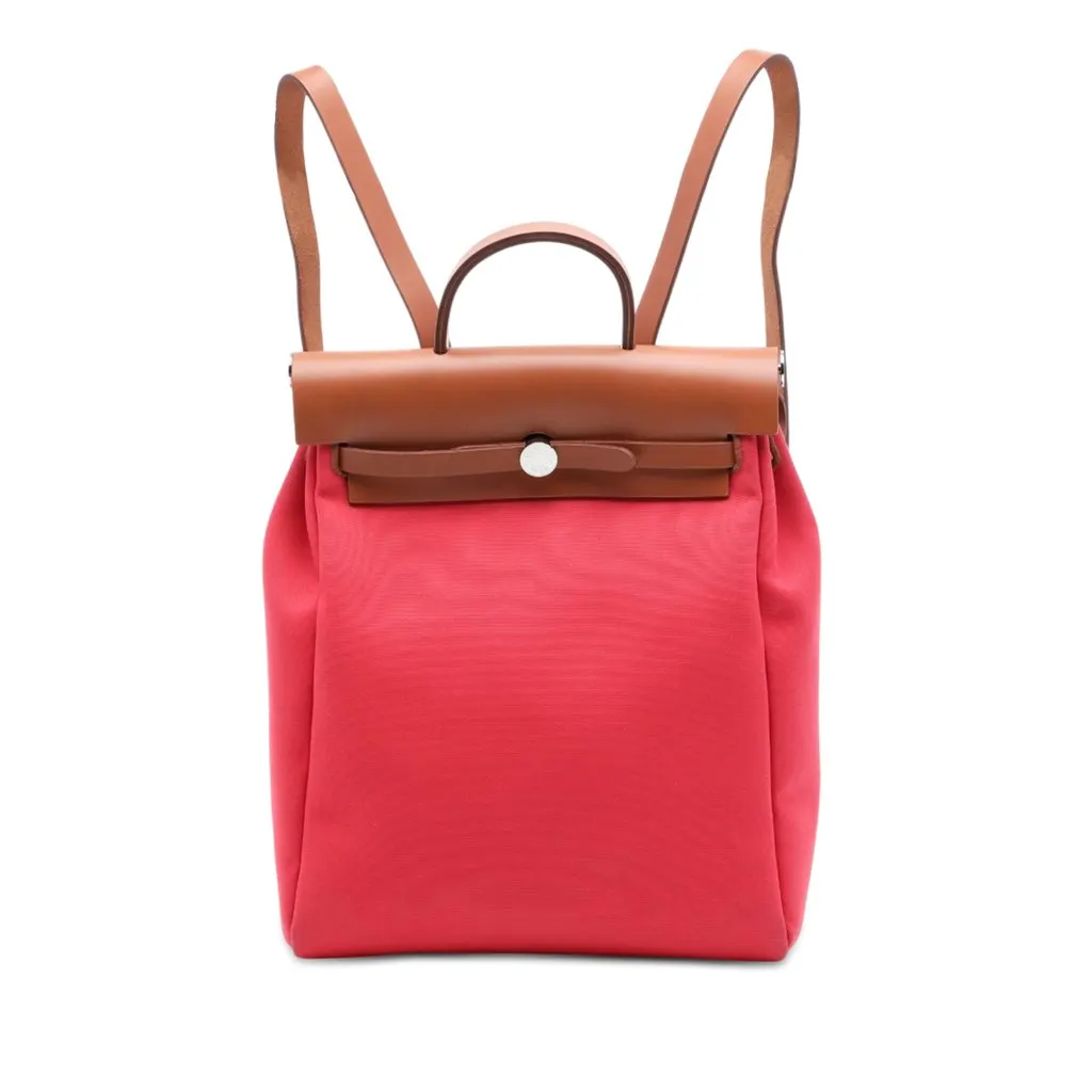 Hermès Toile Herbag A Dos Zip Retourne Backpack Red Very good - Front View