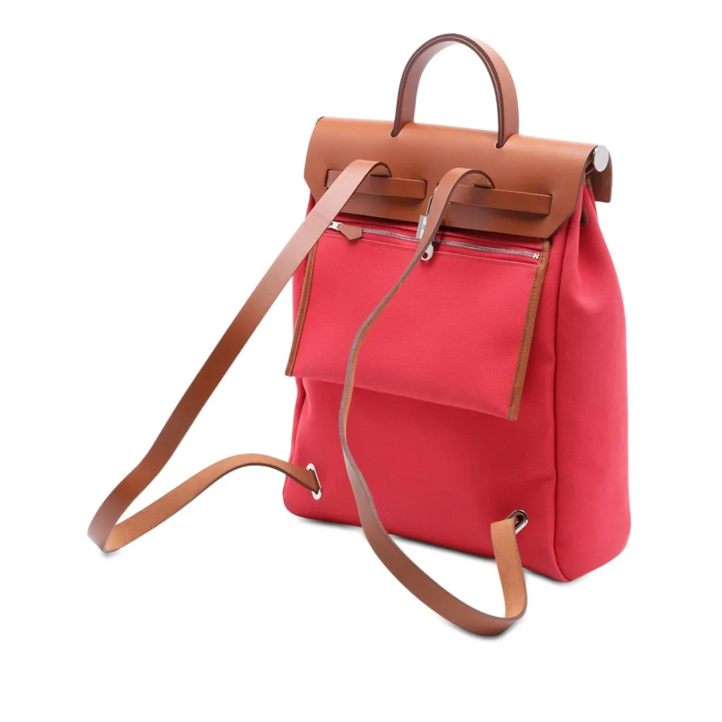 Hermès Toile Herbag A Dos Zip Retourne Backpack Red Very good - Back View