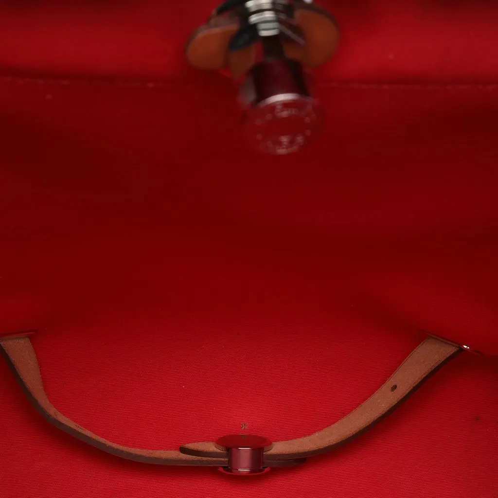 Hermès Toile Herbag A Dos Zip Retourne Backpack Red Very good - Model View