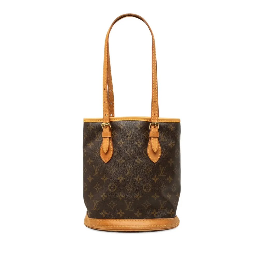 Louis Vuitton Monogram Petit Bucket Brown Canvas Good - Front View