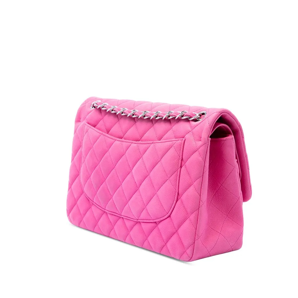 Chanel Jumbo Classic Caviar Double Flap Pink Leather Very good - Back View