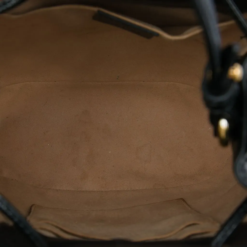 Gucci Small Suede Web Ophidia Bucket Bag Black Leather Very good - Model View