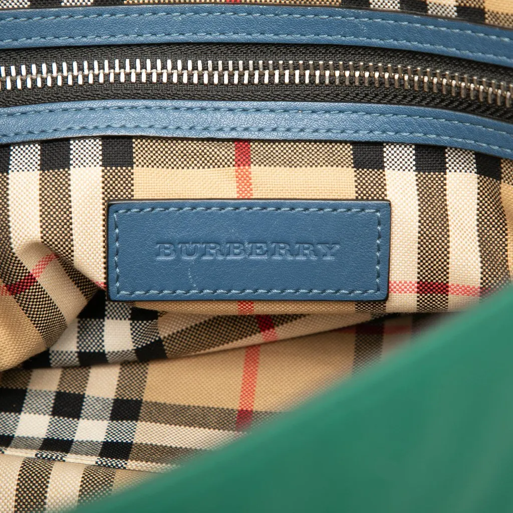 Burberry Large Tricolor Nylon and Leather Messenger Bag Green Polyamide Good - Box View