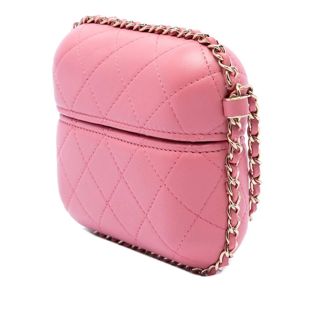 Chanel Mini Quilted Lambskin Chain Around Vanity Case Pink Leather Very good - Back View