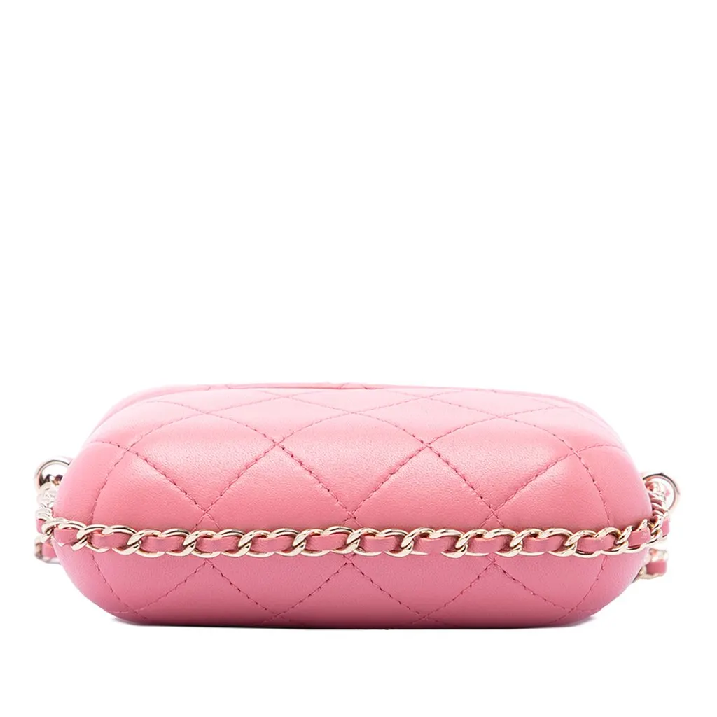 Chanel Mini Quilted Lambskin Chain Around Vanity Case Pink Leather Very good - Inside View