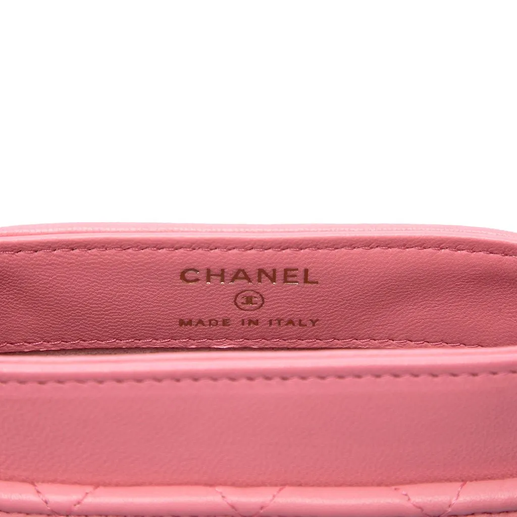 Chanel Mini Quilted Lambskin Chain Around Vanity Case Pink Leather Very good - Box View