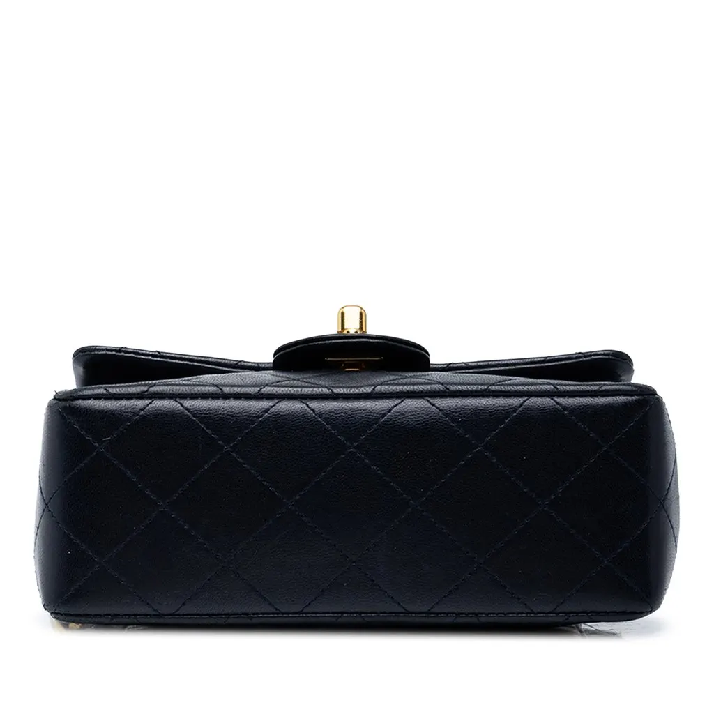 Chanel Mini Square Classic Lambskin Single Flap Blue Leather Very good - Inside View