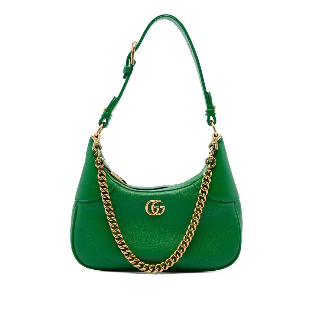 Gucci Small Calfskin Aphrodite Satchel Green Leather Very good - Front View