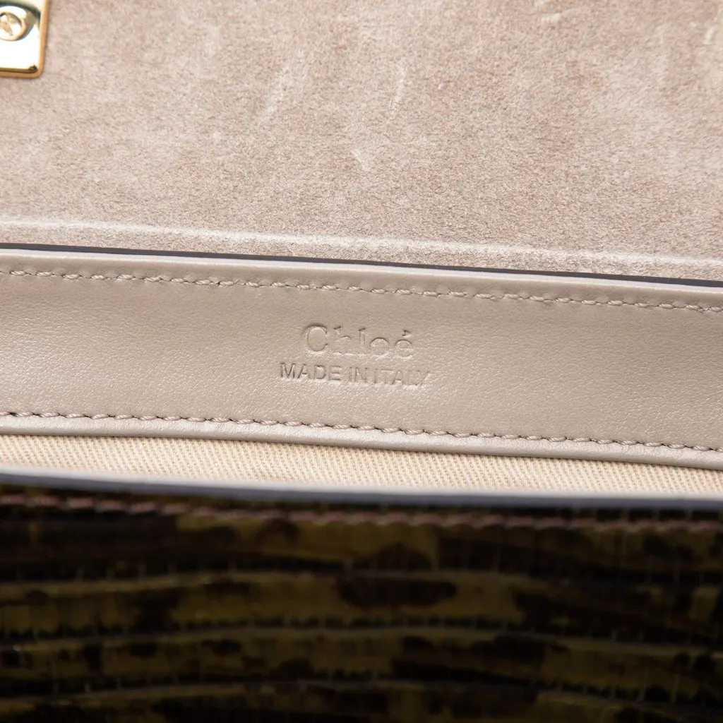 Chloé Mini Tricolor Croc Embossed Calfskin C Satchel Green Leather Very good - Box View