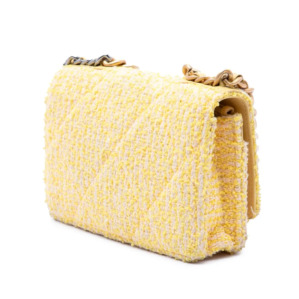 Chanel Tweed 19 Wallet On Chain Yellow Very good - Back View