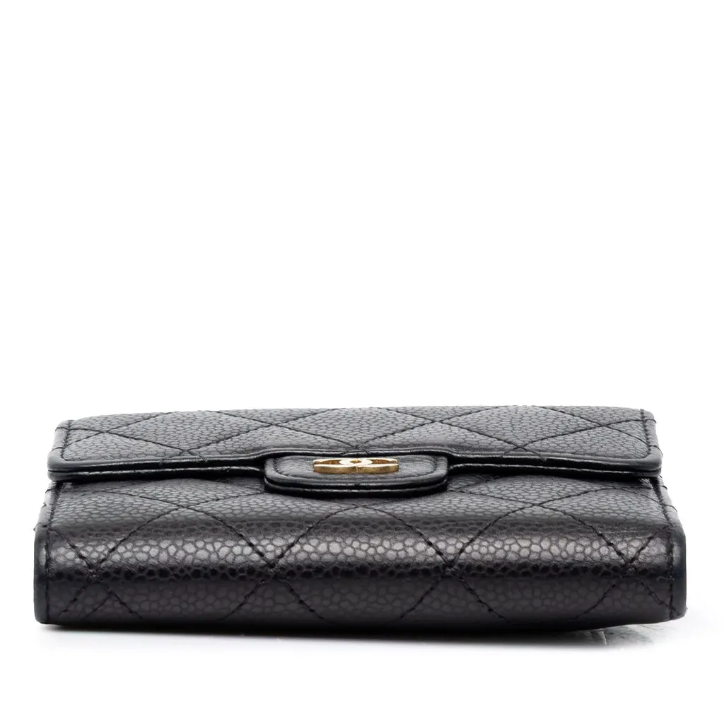 Chanel CC Quilted Caviar Trifold Wallet Black Leather Very good - Inside View
