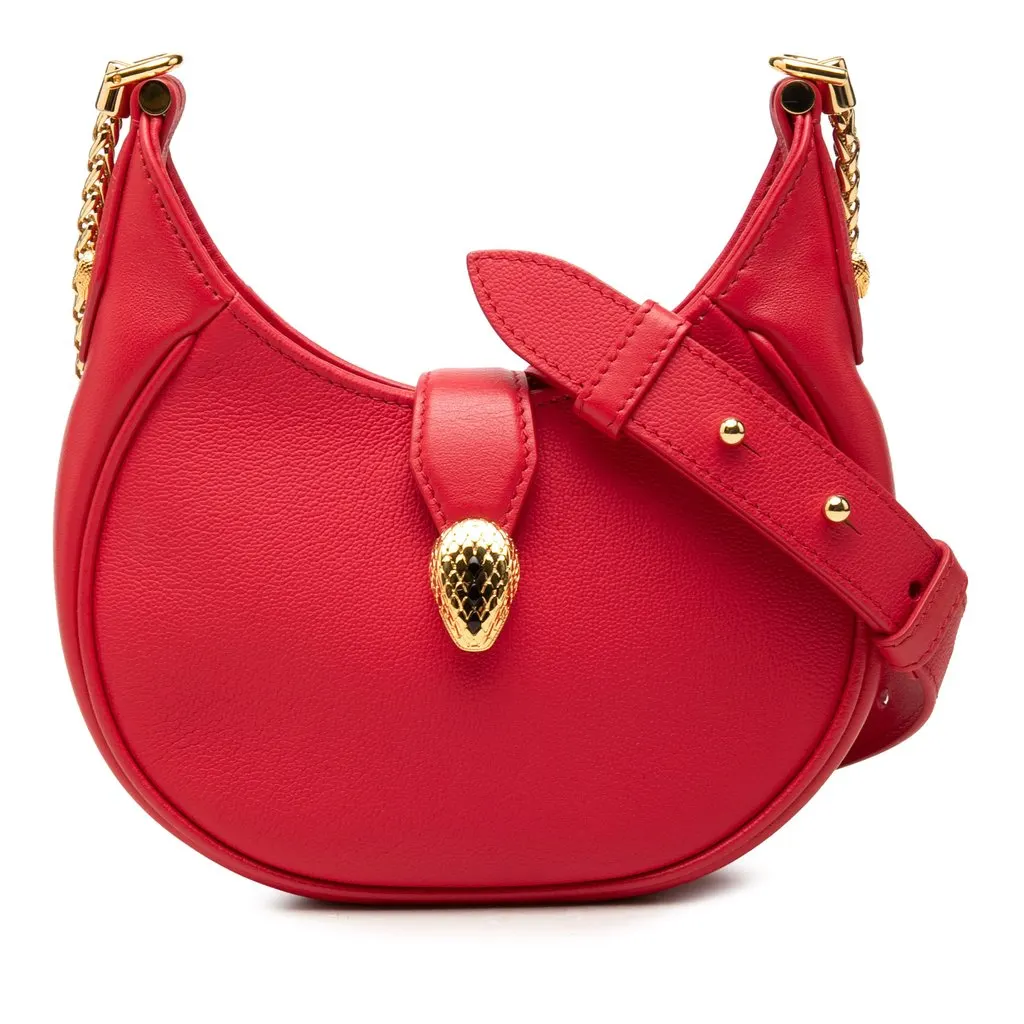 Bvlgari Small Leather Serpenti Ellipse Satchel Red Leather Very good - Front View